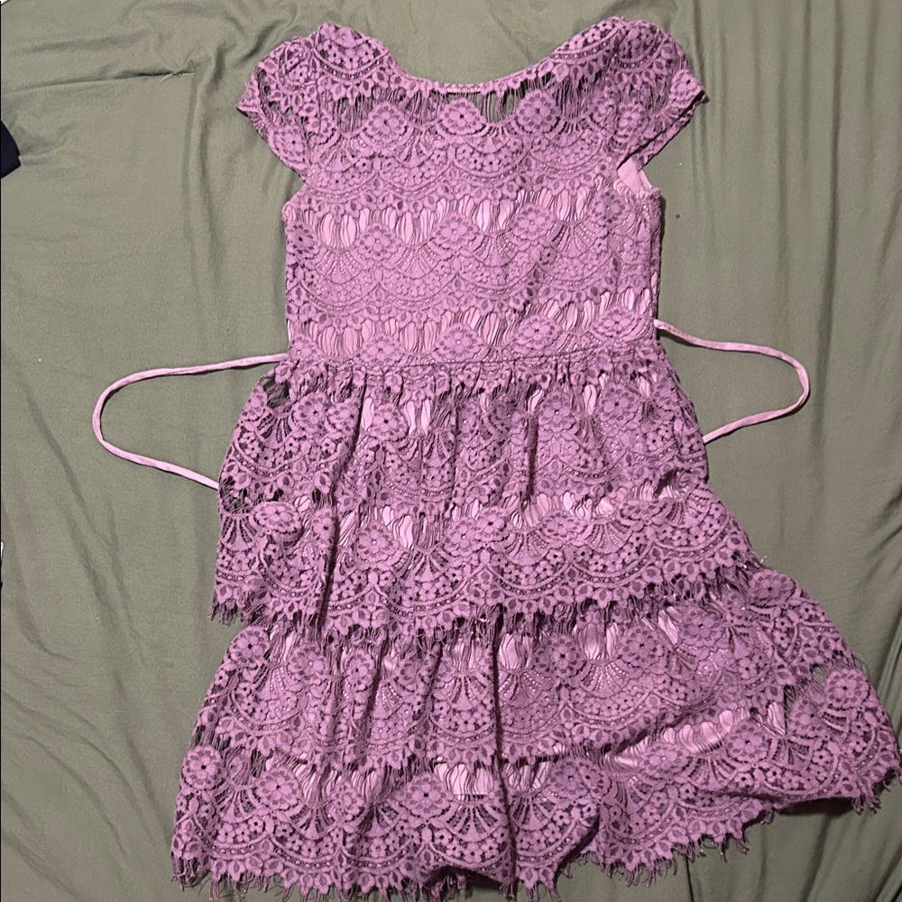 Speechless Mauve Lace Tiered Dress